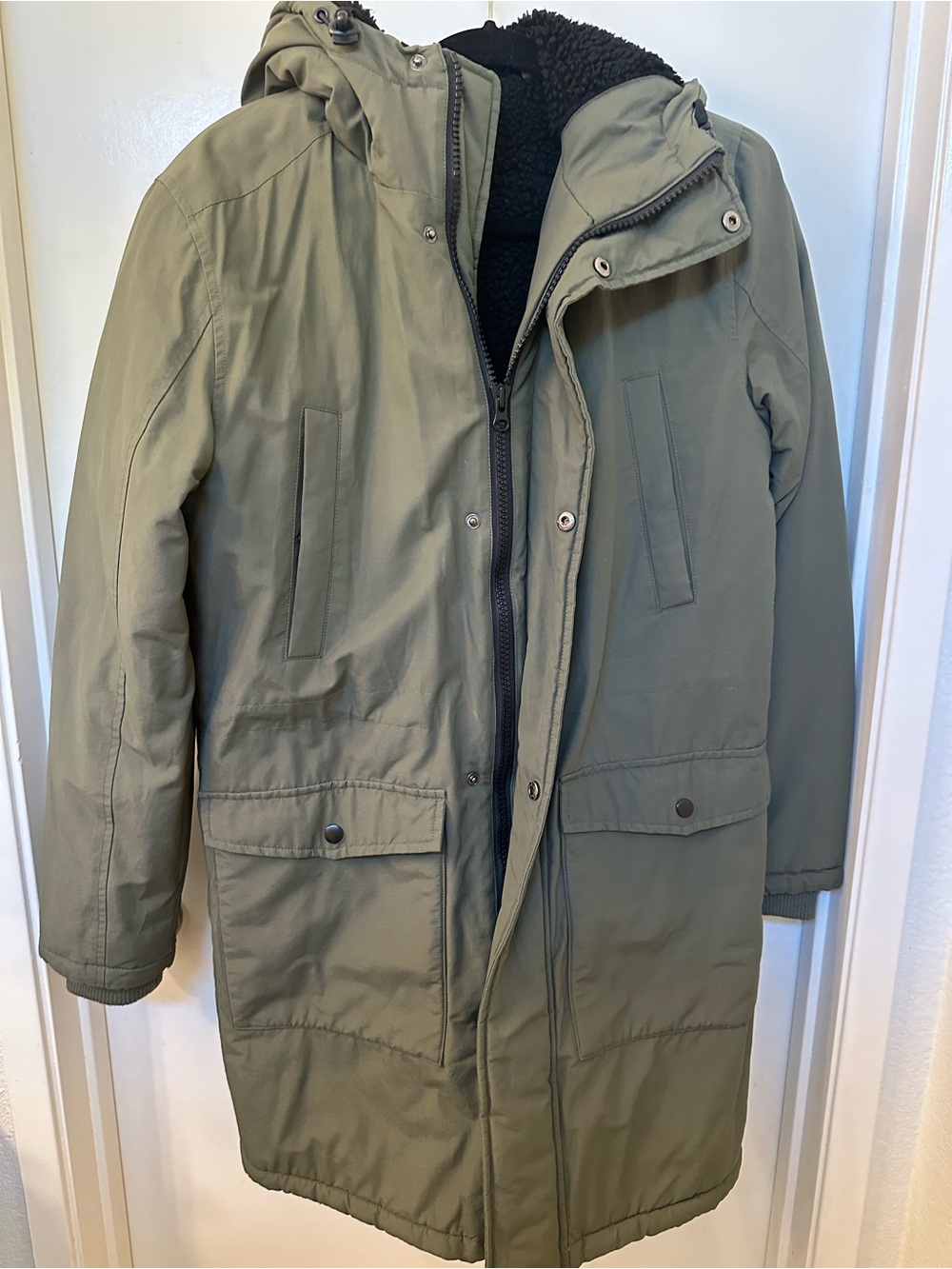 Wesc Olive Green Hooded Parka Coat